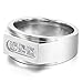 INBLUE Men's Stainless Steel Ring Band CZ Silver Tone Wedding