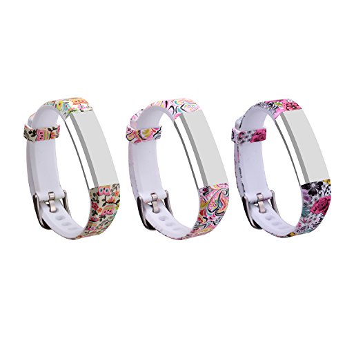 I-SMILE 3PCS Newest Replacement Wristband With Secure Clasps for Fitbit Alta Only(No tracker, Replacement Bands Only) (Tatoo Flowers&Colorfull Flowers&Cute Owles)