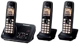 Panasonic KX-TG6623EB Triple Digital Cordless Phone Set with Answer Machine - Black