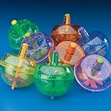 Plastic Neon Spin Tops With Glitter (4 DOZEN) - BULK