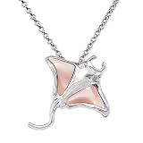 Wyland Manta Ray Necklace with Mother of Pearl in Sterling Silver