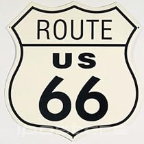 CLASSIC SERVICE SIGNS - ROUTE 66 SHIELD - OFFICIALLY LICENSED STEEL METAL ADVERTISING WALL PLAQUE SIGN - 32CM X 32CM FUN GIFT