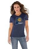 Indiana Pacers Navy Women's Primary Logo Tri Blend V Neck T-Shirt- by Alyssa Milano