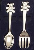 Baby/Christening Gifts-BabyS Silver Plated Teddy Fork & Spoon - Christening Gift Set