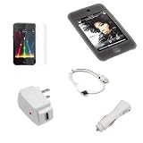 USB Data Cable + USB Car Charger + USB Home Charger + Smoke Rubber Silicone Skin Case + Clear Reusable LCD Screen Protector for Apple Ipod Touch Itouch 8GB 16GB 32GB 2G 2nd Generation