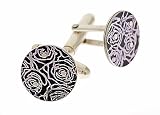 Handcrafted sterling silver and aluminium black roses cufflinks