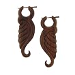 SELAYAR - Organic Hand Carved Sono Wood Earrings with Wood Post - From Indonesia - Sold as a Pair - 20mm x 60mm