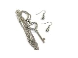 Sparkling Silver Plated Key Pendant / Necklace with Matching Earrings