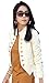 SiikWorld Women's Cropped Coat Two Rows of Buttons Outerwear