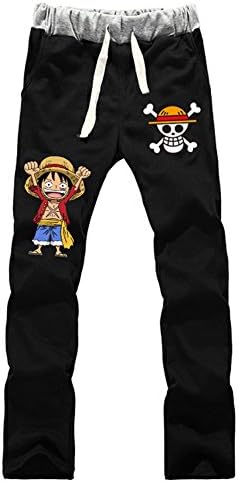 Anime One Piece Luffy Cosplay Costume Sweatpants Mens Women's Pants Black Grey