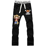 Anime One Piece Luffy Cosplay Costume Sweatpants Mens Women's Pants Black Grey