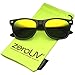 zeroUV Flat Matte Reflective Mirror Color Lens Large Horn Rimmed Style Sunglasses - UV400 (Classic | Black/Sun)
