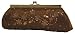 Clutch Adorned with Beads, Pearls and Kiss Closure Evening Bag (Iris)