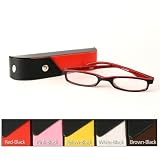 Fashion Plastic Frame 2-Tone Reading Glass with 2-Tone Leather Case