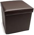 Homz 5810001 Square-Shaped Faux-Leather Storage Ottoman
