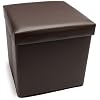 Homz Square-Shaped Faux-Leather Storage Ottoman