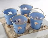 Palm Breezes Beach Pail Tealight Holder ? Set of 4 Beach Wedding Favors