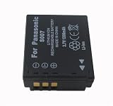 Dekcell Digital Camera Battery for Panasonic CGA-S007, CGA-S007A/1B, CGA-S007E, CGR-S007, CGR-S007E, DMW-BCD10