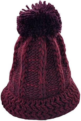 Krueis Hand Knitting Delicate Twist Texture Soft Comfortable Knit Iceland Acrylic Wool Knitted Hat,Burgundy