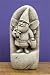 Custom Made - Cast Stone Tiny Gnome - Fairy with Mouse Ears Holding Flowers - Collectibe Concrete Plaque / Sculpture - Aged Stone Finish