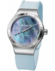 St. Gallen Disinfectable Watch - Florence Nightingale Collection - Quartz Watch, Counter For Pulsation Calibration, Black Mother Of Pearl Dial