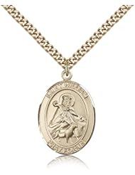 Free Engraving Included Medal-Gold Filled St. Saint William of Rochester Pendant 1" Oval 7114GF w/24" Curb Chain w/BoxAdopted Children