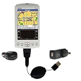 Retractable USB Hot Sync Compact Kit with Car & Wall Charger for the Garmin iQue 3600 - Gomadic Brand w/ TipExchange Technology