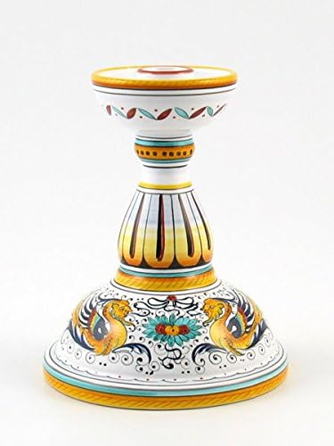 Hand Painted Italian Ceramic 7.8-inch Candle Holder Raffaellesco - Handmade in Deruta