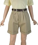 Girls Basic Pleated Front Shorts w/ Adj Waist + Hook & Eye close (2T -20) by Universal School Uniforms. Plus sizes, too!