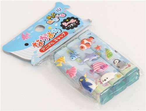 Imagen 5 de Capuchones lápiz kawaii animales marinos y peces pegatinas