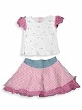 Lipstick - Toddler Girls Skirt Set, White, Pink, Denim