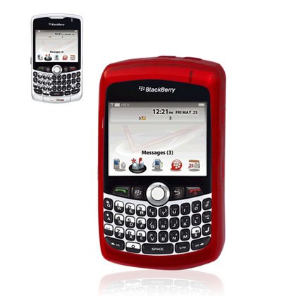 Fashionable Perfect Fit Polymer Protector Skin Cover Cell Phone Case with Screen Protector for RIM Blackberry Curve 8330 MetroPCS,Sprint,US Cellular,Verizon - RED