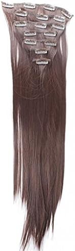 Beauty Wig World 18" 7pcs 100g Fashion Synthetic Clips In On Party One Oiece Hair extension #4 Dark Brown