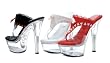 Ellie Shoes - 601-THONG, 6" Heel Sandal With Heart Design And Bow in Black, Red or White