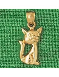Dazzlers Solid 14k Gold Cat Charm Pendant Available in three colors from jewelsberry (weights: 1.3 grams only)