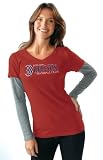 MLB Women's Boston Red Sox Long Sleeve Double Layered V Neck Tee (Red, Medium)