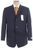 Calvin Klein Mens Single Breasted 3 Button Navy Blue Pinstripe Wool Suit - Size 38R