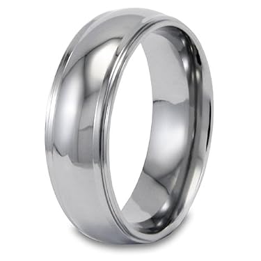 Domed Polished Titanium Ring (7.5mm) - Sizes 6 - 13