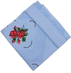 Handmade Cross Stitch Table Cloth - English Garden (Hand-crocheted border)