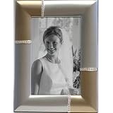 Fetco Home Decor - Photo Frame, Metal, Matte Silver/Gold Dust finish with crystals, Holds 5x7 Horizontal or vertical photo