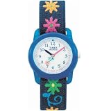 Timex T7117 Kids Blue Resin Analog Watch with Flower Design Adjustable Elastic Band