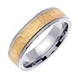 14K Handmade White Gold and Gold Comfort Fit Wedding Band Width 6.0mm - Size: 5-13