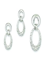 Sterling Silver CZ Oval Earring and Pendant Set