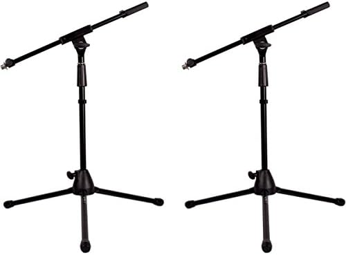 VRT Pro Audio Short Tripod Mic Stand with Telescoping Boom Pair