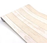 簡単 模様替え 壁紙 貼付シールタイプ 45cm×10m ウォールステッカー 防水 【貼り方説明書付】 (木目ライトベージュ板柄)