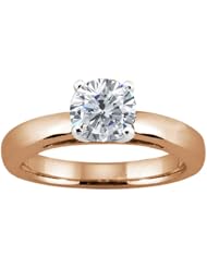 0.75 Ct Round H/I I1 Diamond 18K Rose Gold Solitaire Ring