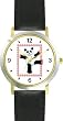 Panda Bear in Snowflake Border - JP - WATCHBUDDY&reg; DELUXE TWO-TONE THEME WATCH - Arabic Numbers - Black Leather Strap-Size-Large ( Men's Size or Jumbo Women's Size )
