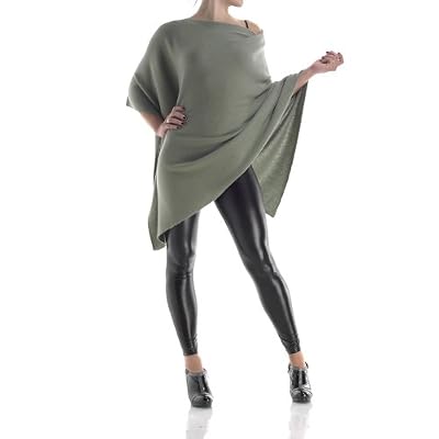 100%  Cashmere Poncho - Moss Green by Catherine Robinson