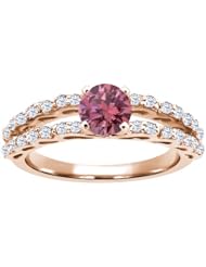 1.13 Ct Round Pink Diamond White Topaz 14K Rose Gold Ring