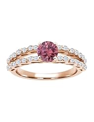 1.13 Ct Round Pink Diamond White Topaz 18K Rose Gold Ring